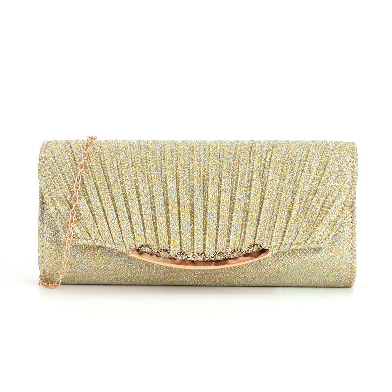 Pleated stitching chain crossbody Clutch Handbag - MERGE.DAY.1.FREESTYLE