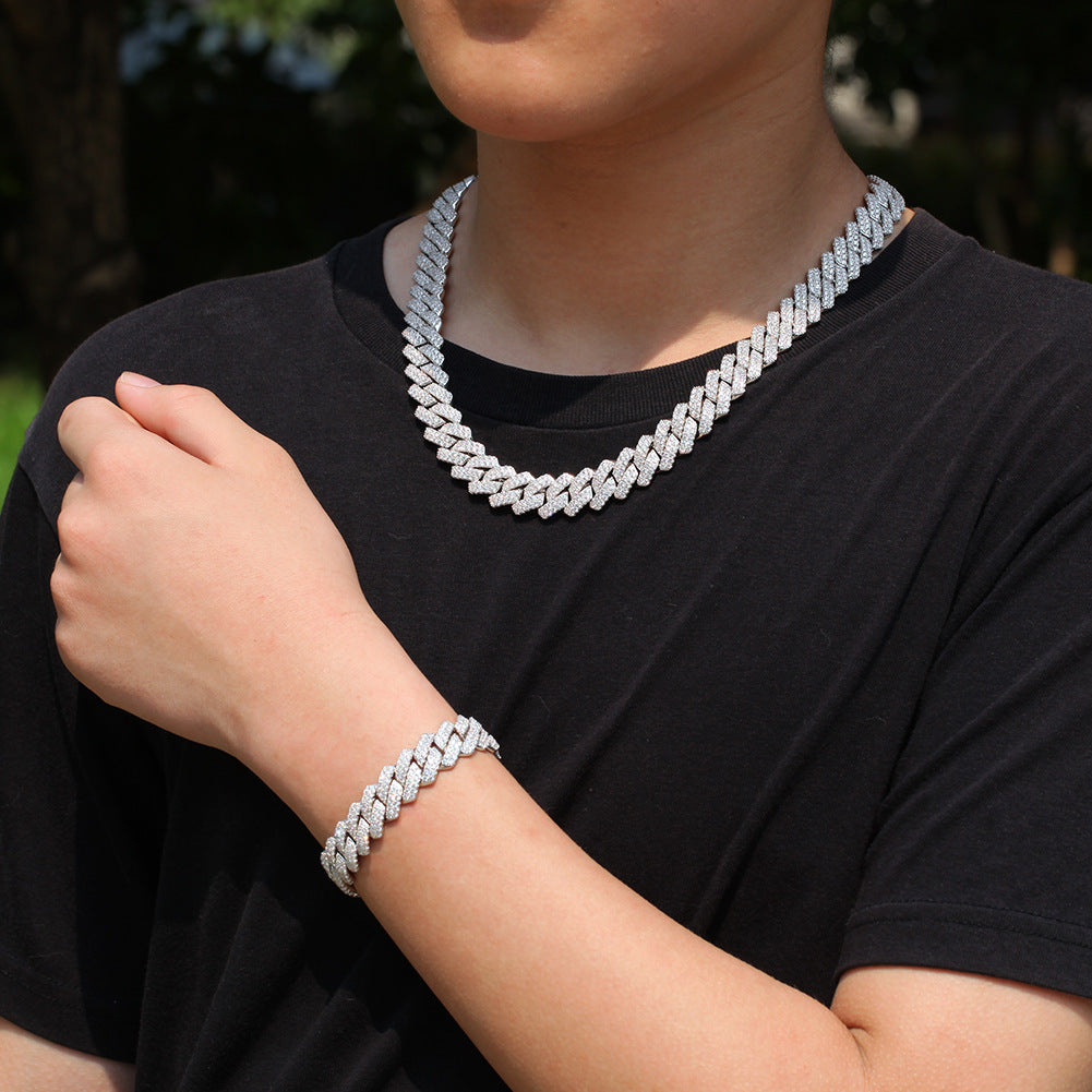 Hip-hop bar-style Cuban zircon-encrusted necklace - MERGE.DAY.1.FREESTYLE