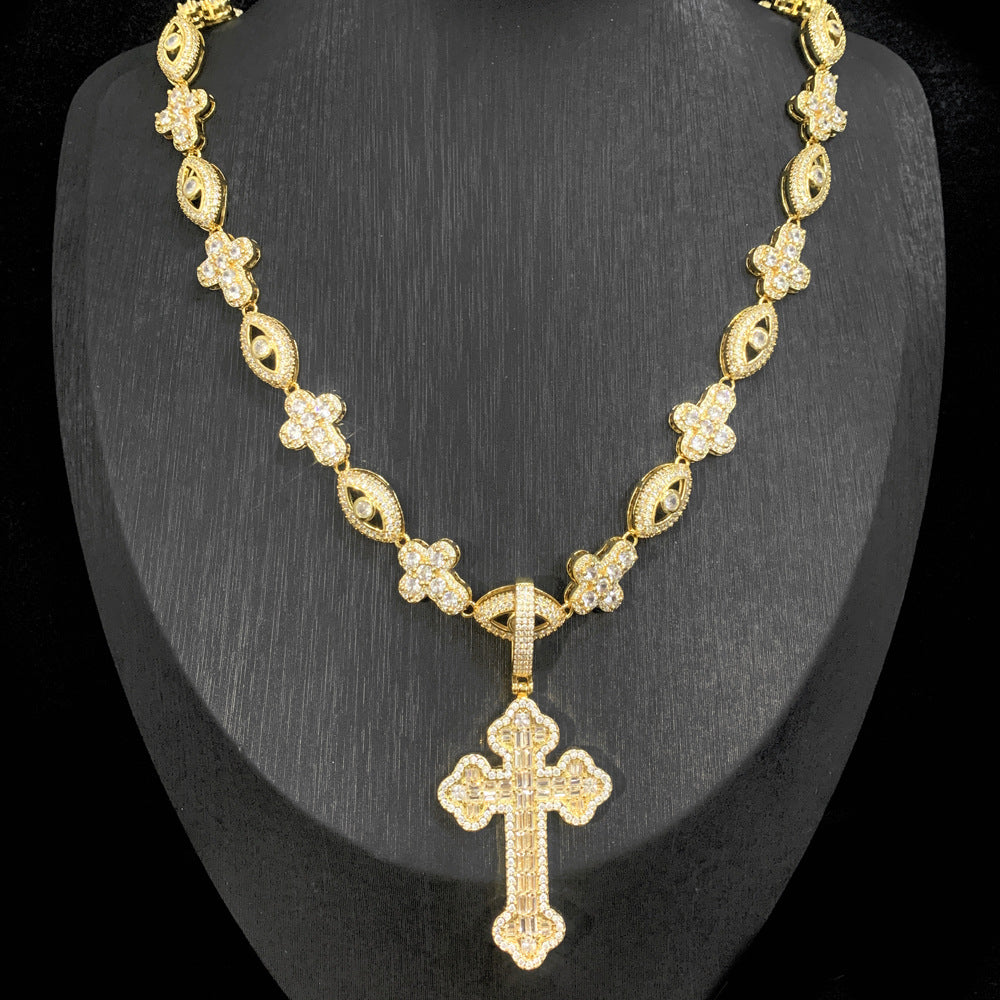 Cross Zircon Eye Pendant Hip Hop Necklace - MERGE.DAY.1.FREESTYLE