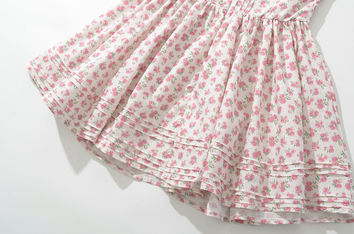 French girl floral suspender dress playful summer dress - MERGE.DAY.1.FREESTYLE