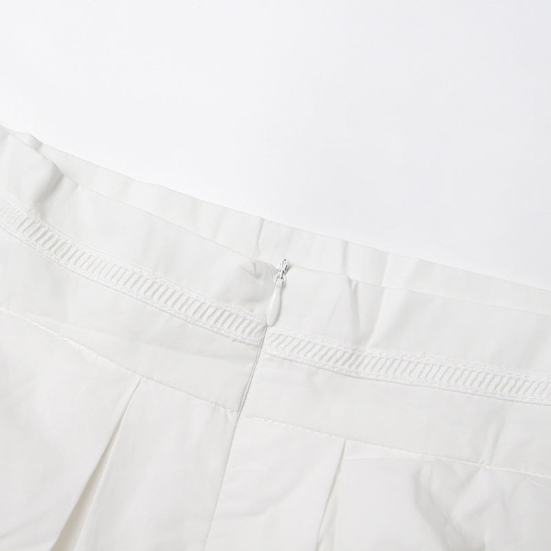 Lapel short-sleeved shirt + skirt lace embroidery two-piece suit for women - MERGE.DAY.1.FREESTYLE
