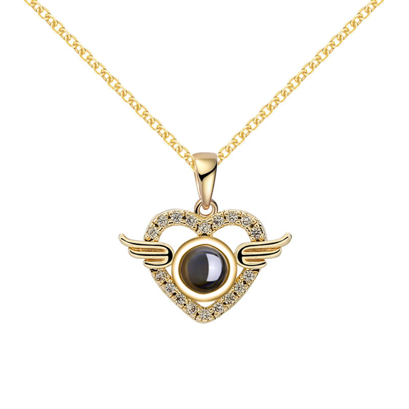 Customized Angel Projection Necklace with Diamonds - MERGE.DAY.1.FREESTYLE