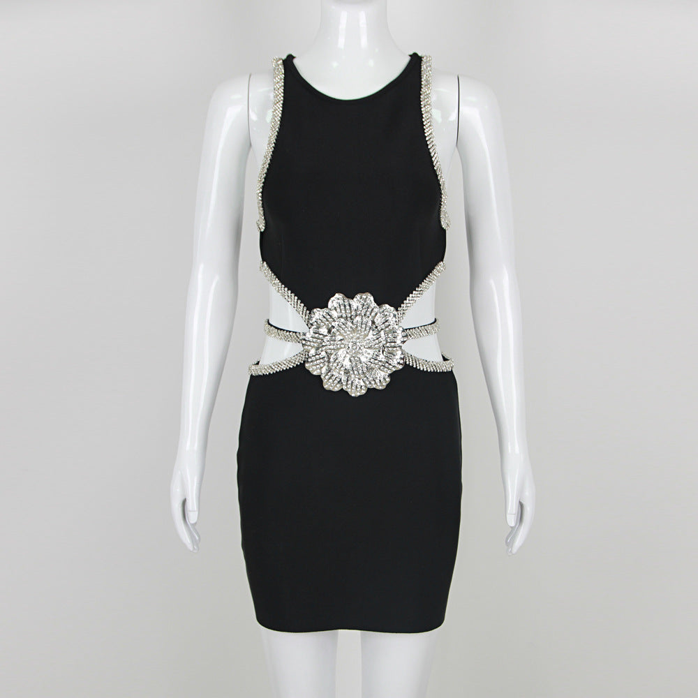 2024 spring and summer waistless exquisite rhinestone flower dress - MERGE.DAY.1.FREESTYLE