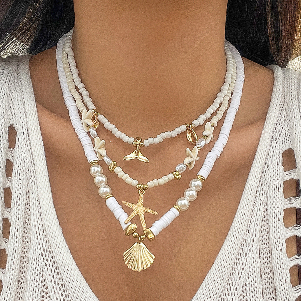 starfish necklace shell rice bead gravel necklace - MERGE.DAY.1.FREESTYLE