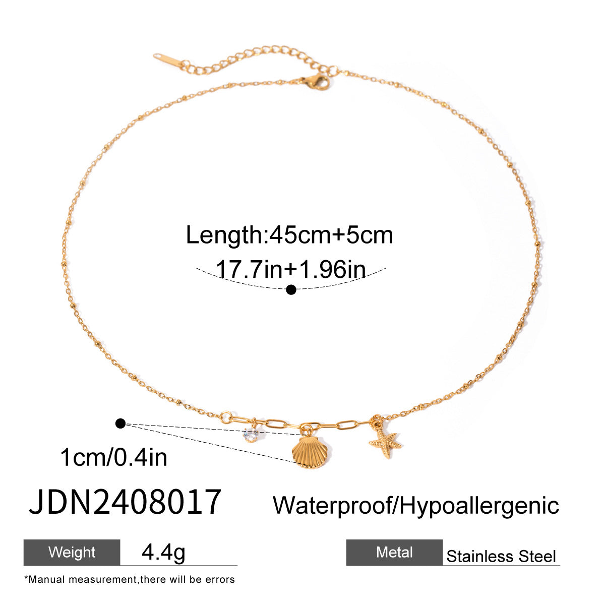 Small starfish shell zircon necklace - MERGE.DAY.1.FREESTYLE