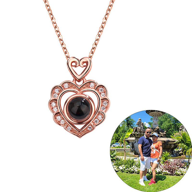 Full Diamond Love Projection Necklace Photo Custom Pendant - MERGE.DAY.1.FREESTYLE
