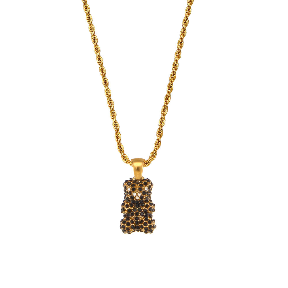 Bear pendant 18K zirconium necklace - MERGE.DAY.1.FREESTYLE