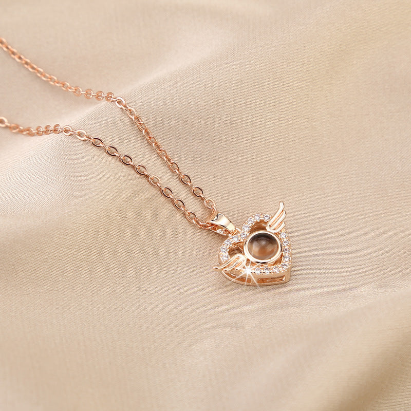 Customized Angel Projection Necklace with Diamonds - MERGE.DAY.1.FREESTYLE