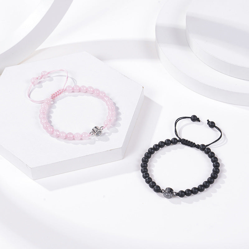 Pink crystal string stone projection bracelet - MERGE.DAY.1.FREESTYLE