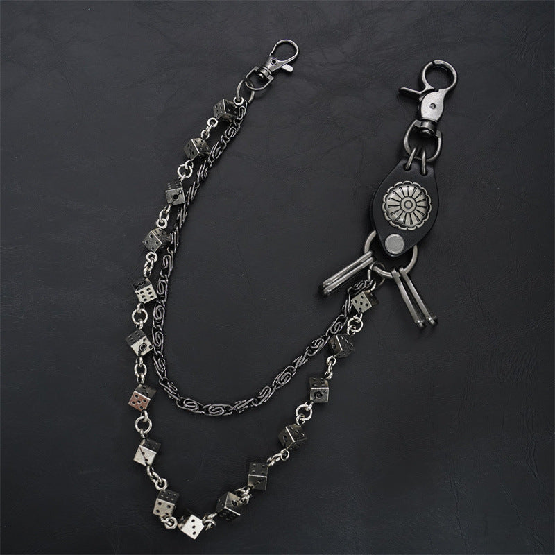 Carved leather dice vintage double-layer trouser chain waist chain - MERGE.DAY.1.FREESTYLE