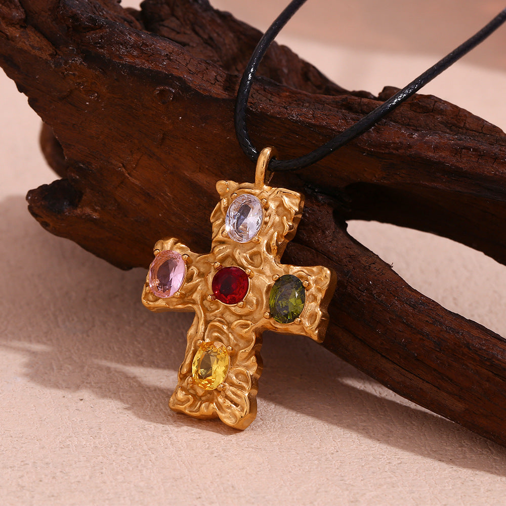 18K colorful hammered cross - MERGE.DAY.1.FREESTYLE