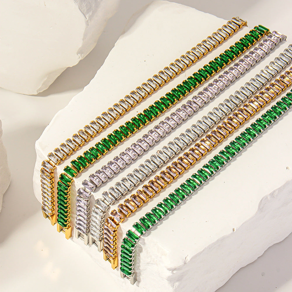 Stainless steel color zircon tennis chain - MERGE.DAY.1.FREESTYLE