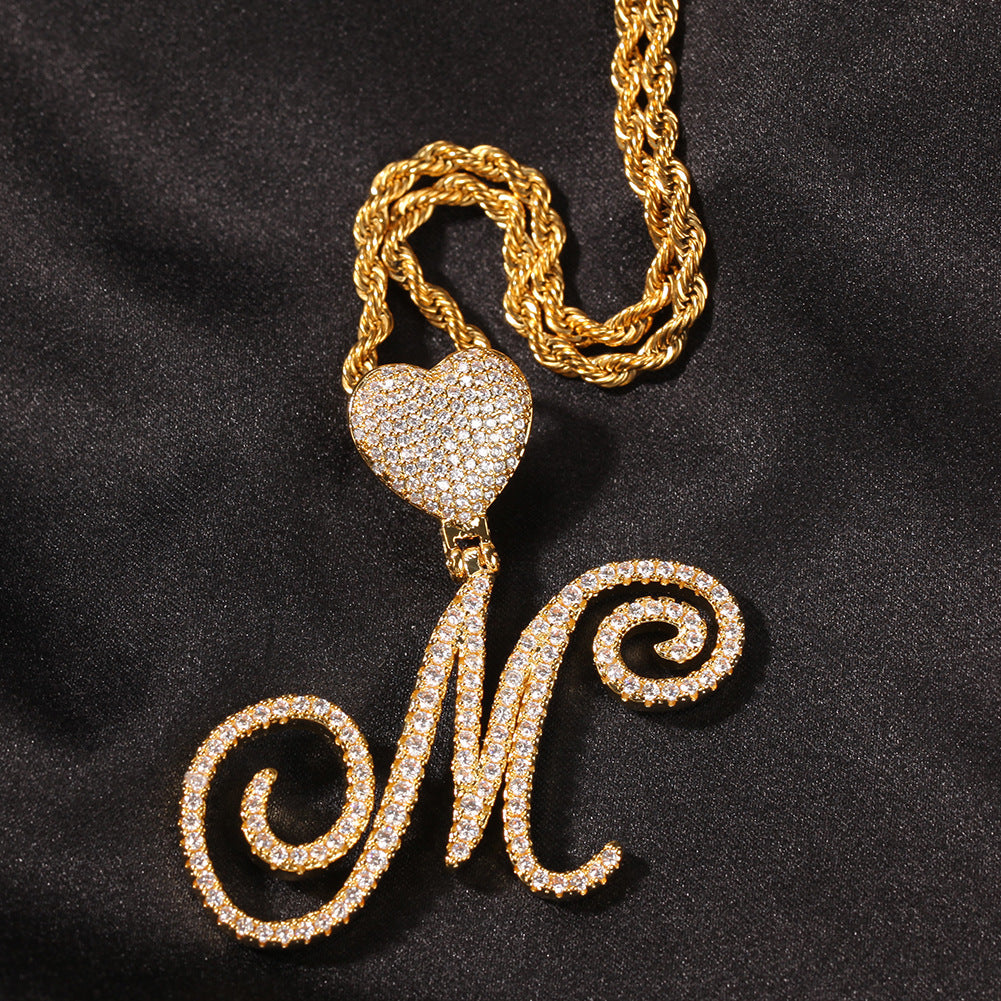 mens gold chain love button head floral necklace - MERGE.DAY.1.FREESTYLE