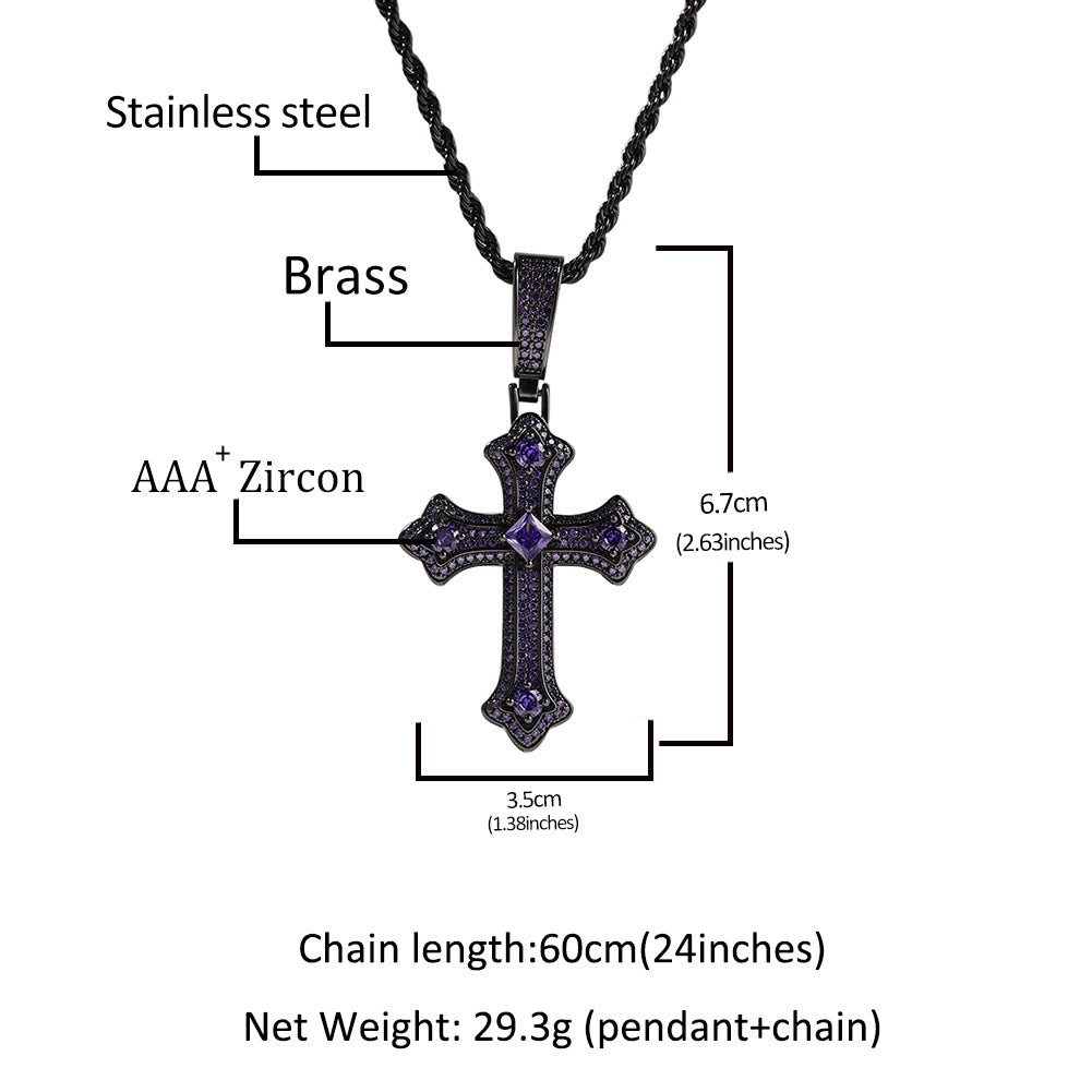 Hip-hop cross-shaped diamond Cubic Zirconia necklace - MERGE.DAY.1.FREESTYLE
