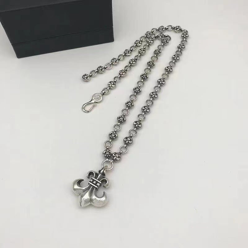 Retro personalized anchor scout flower pendant cross chain necklace - MERGE.DAY.1.FREESTYLE