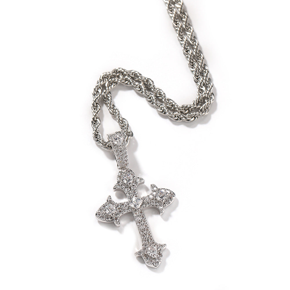 Hip-Hop Diamond-Encrusted Zircon Cross Necklace - MERGE.DAY.1.FREESTYLE