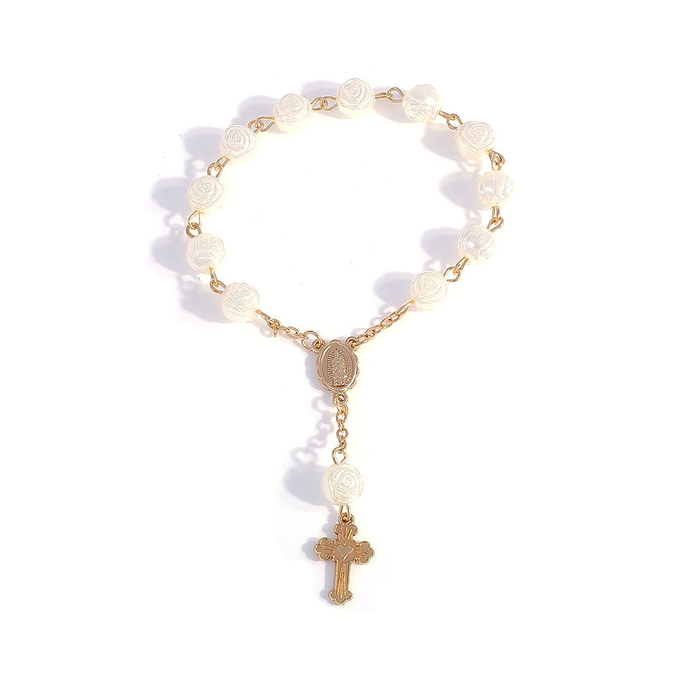 rosary bracelet angel rose pearl gift - MERGE.DAY.1.FREESTYLE