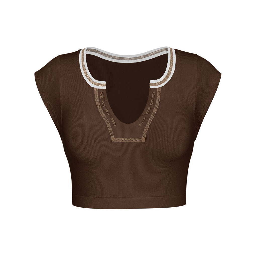 Slim Fit Ultra Short Sexy Spicy Girls Top Knitted Thread T-shirt - MERGE.DAY.1.FREESTYLE