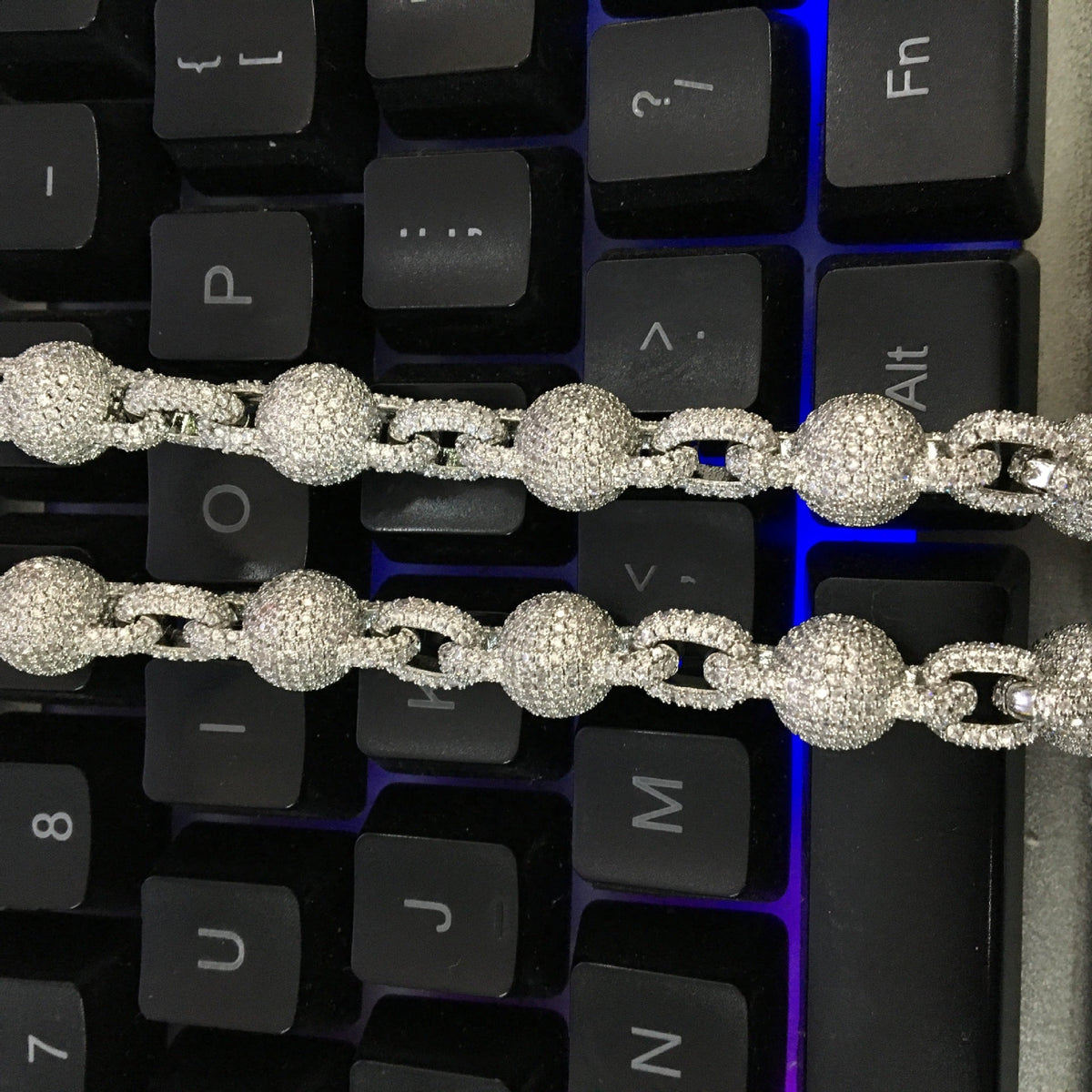 10mm Micropaved 5A Zirconia Ball Chain Necklace - MERGE.DAY.1.FREESTYLE