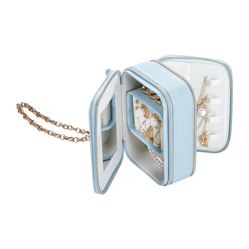 Double zipper mirror convenient jewelry box - MERGE.DAY.1.FREESTYLE