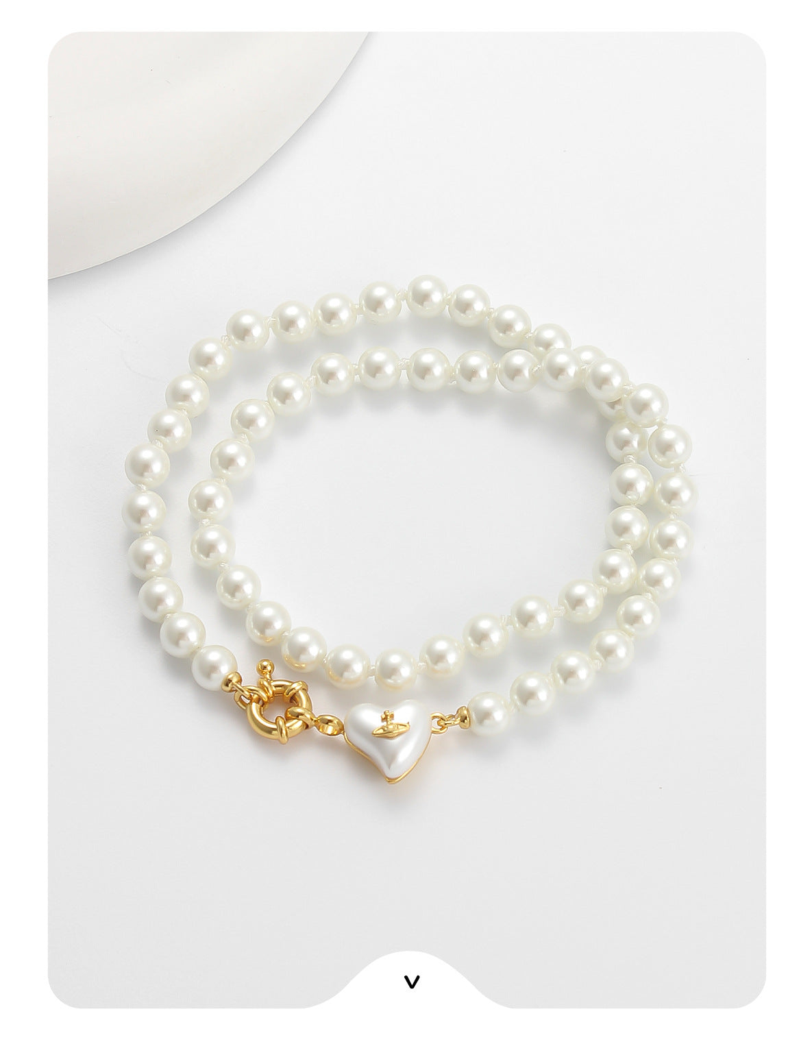 Women's retro heart pearl necklace clavicle chain - MERGE.DAY.1.FREESTYLE