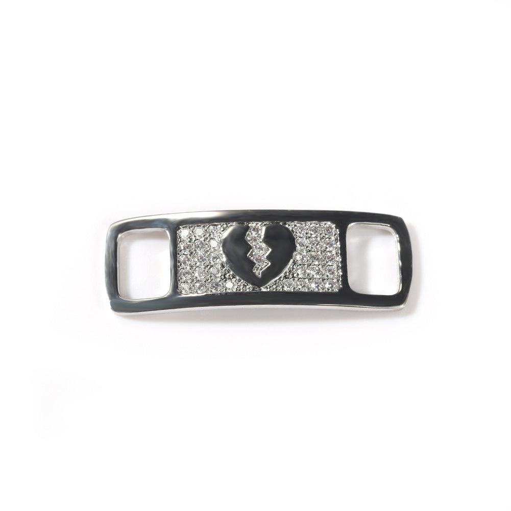 Hip-hop zircon cross smiling face broken heart shoe buckle - MERGE.DAY.1.FREESTYLE