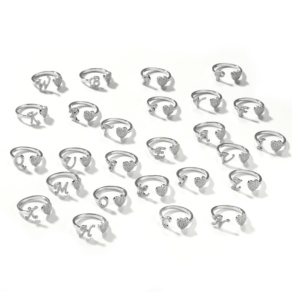 Hip-hop zircon-encrusted 26 English letters ring - MERGE.DAY.1.FREESTYLE