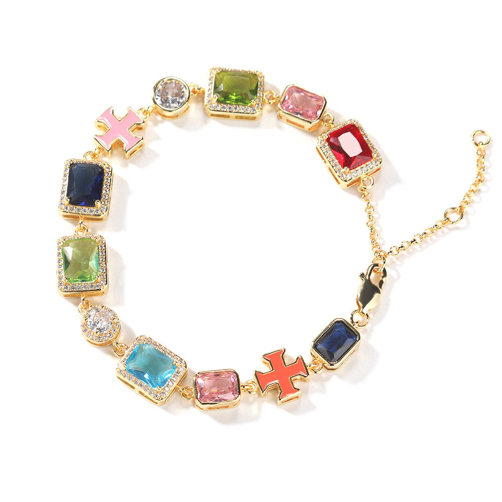 Exquisite diamond-encrusted colored gemstone bracelet and necklace - MERGE.DAY.1.FREESTYLE
