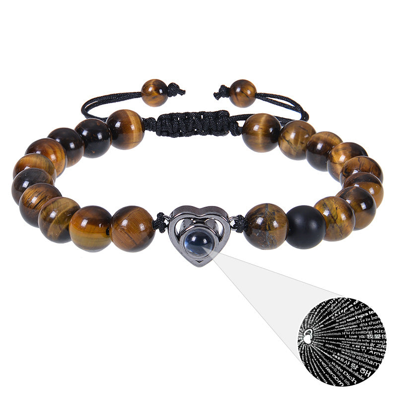 Pink zebra stone beaded heart-shaped projection bracelet - MERGE.DAY.1.FREESTYLE