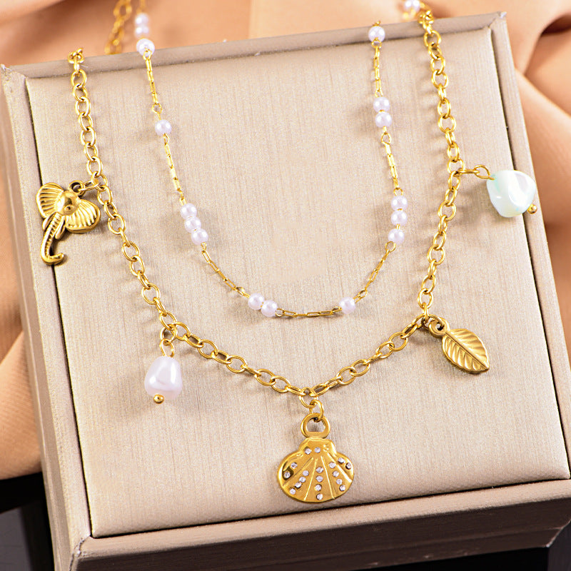 starfish necklace, ocean series millet pearl necklace - MERGE.DAY.1.FREESTYLE