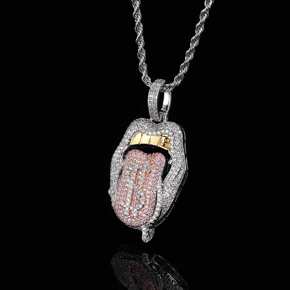 Dollar Mouth Tongue Hip Hop Jewelry Micro-inlaid Zircon Pendant wholesale - MERGE.DAY.1.FREESTYLE