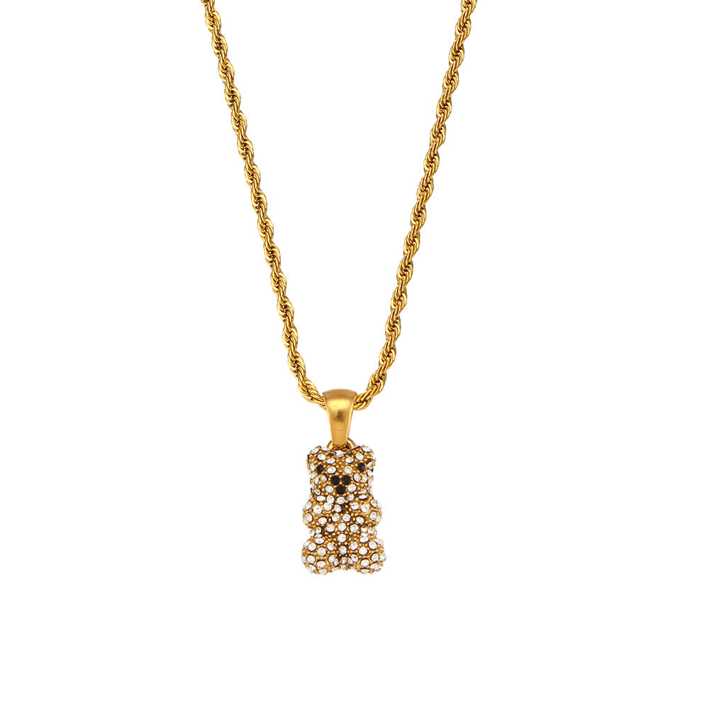 Bear pendant 18K zirconium necklace - MERGE.DAY.1.FREESTYLE