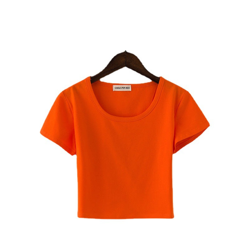 Navel-baring short-sleeved tight-fitting top - MERGE.DAY.1.FREESTYLE