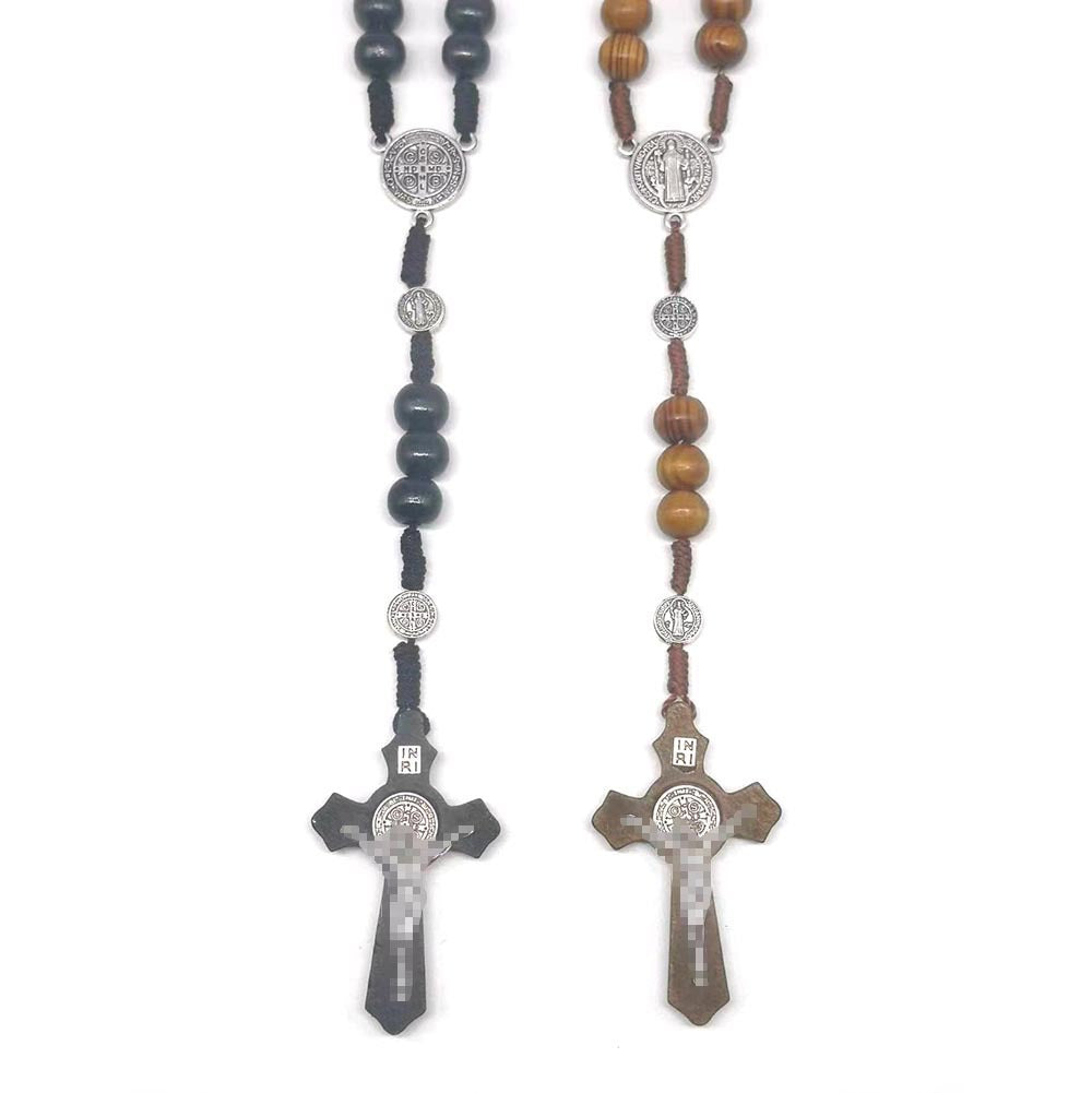 rosary necklace natural wooden beads - MERGE.DAY.1.FREESTYLE