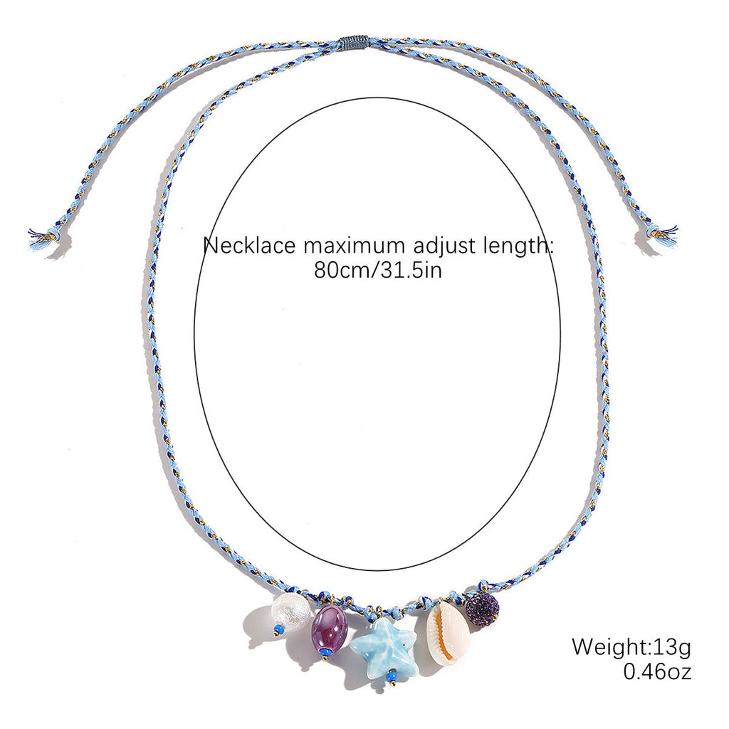 starfish shell necklace colorful rope braided ceramic necklace - MERGE.DAY.1.FREESTYLE