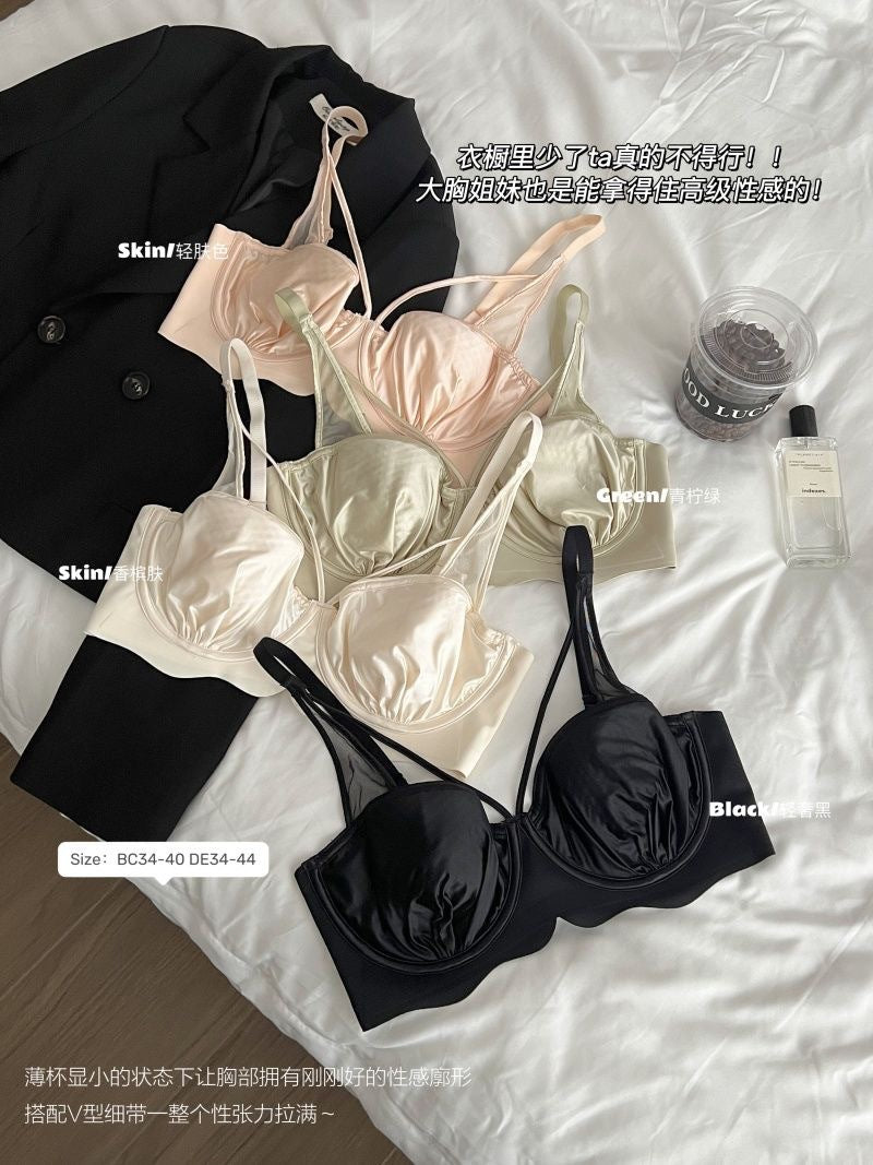 Thin Bra for Women with Large Busts, Designed for Smaller Busts, Featuring Soft Underwire for Lift and Shaping, Seamless Bra for Side Support and Minimizing Appearance of Large Busts