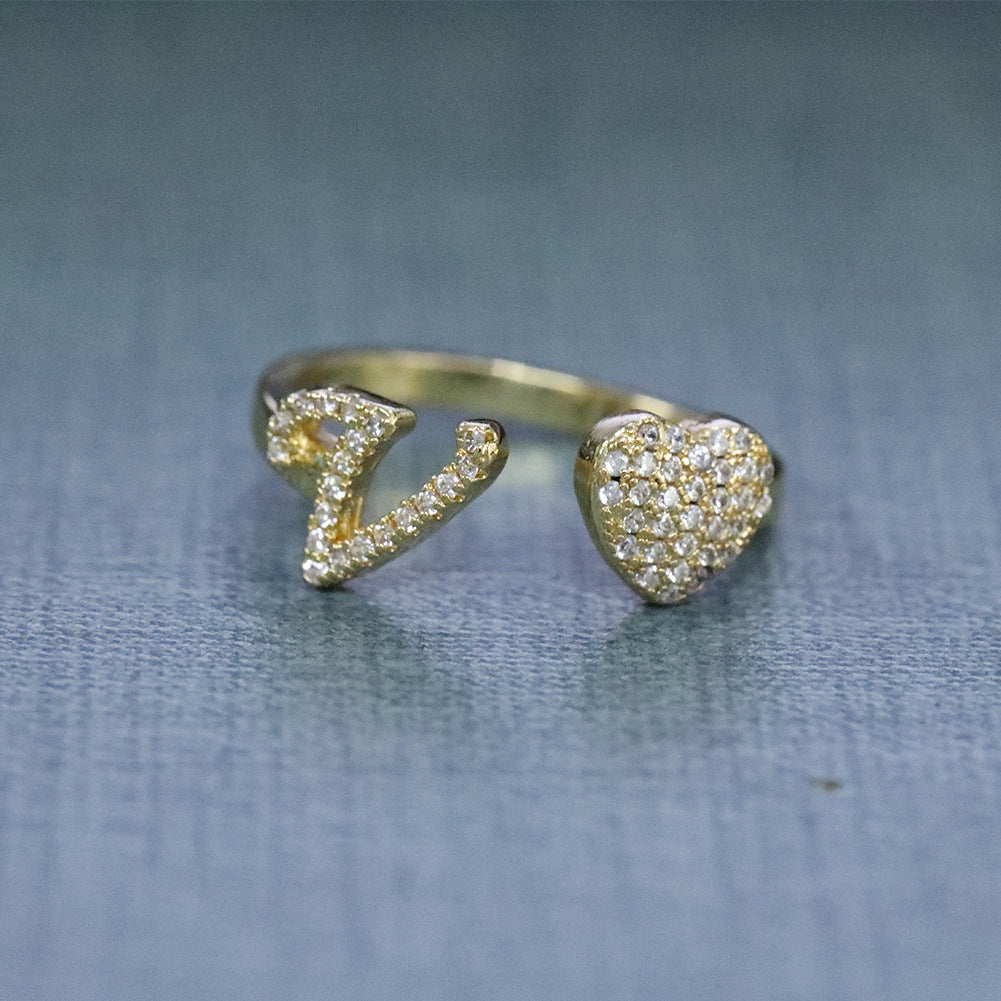 Hip-hop zircon-encrusted 26 English letters ring - MERGE.DAY.1.FREESTYLE