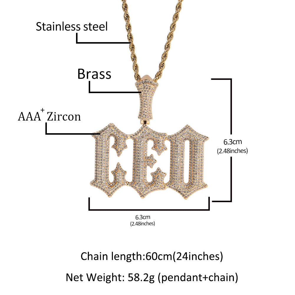 Diamond Burr Uppercase Custom Letter Pendant Necklace - MERGE.DAY.1.FREESTYLE
