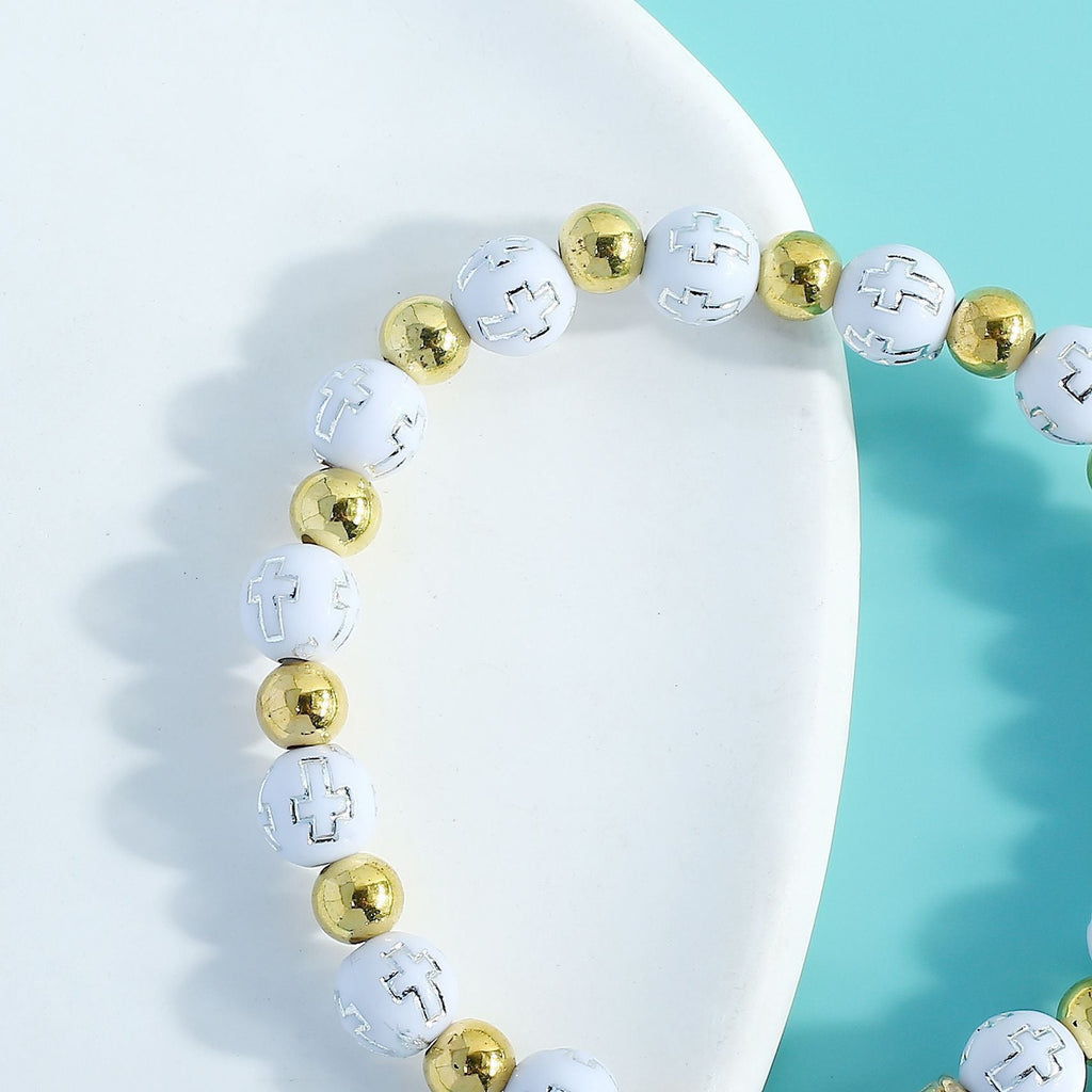 rosary bracelet acrylic cross angel hand jewelry - MERGE.DAY.1.FREESTYLE