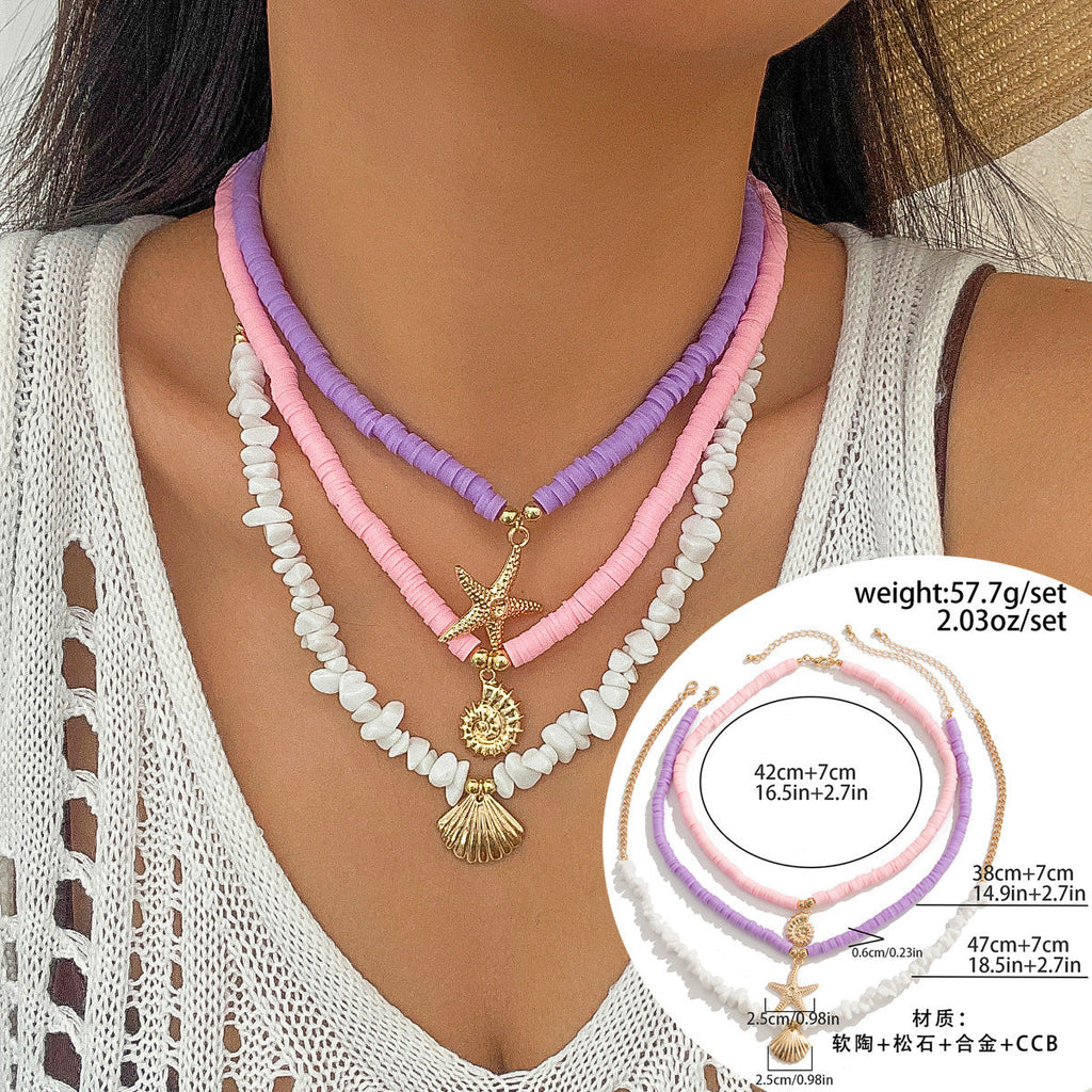 starfish necklace shell rice bead gravel necklace - MERGE.DAY.1.FREESTYLE