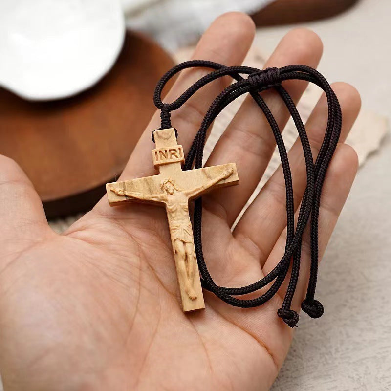 wooden cross necklace INRI - MERGE.DAY.1.FREESTYLE