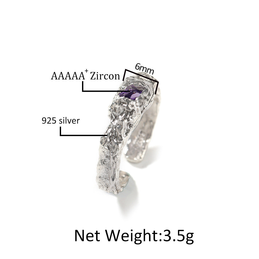 Hip-Hop 925 Silver Ring with Purple Zircon - MERGE.DAY.1.FREESTYLE