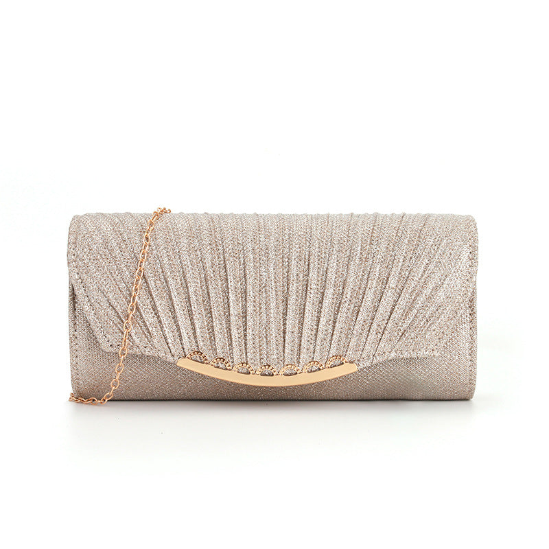 Pleated stitching chain crossbody Clutch Handbag - MERGE.DAY.1.FREESTYLE