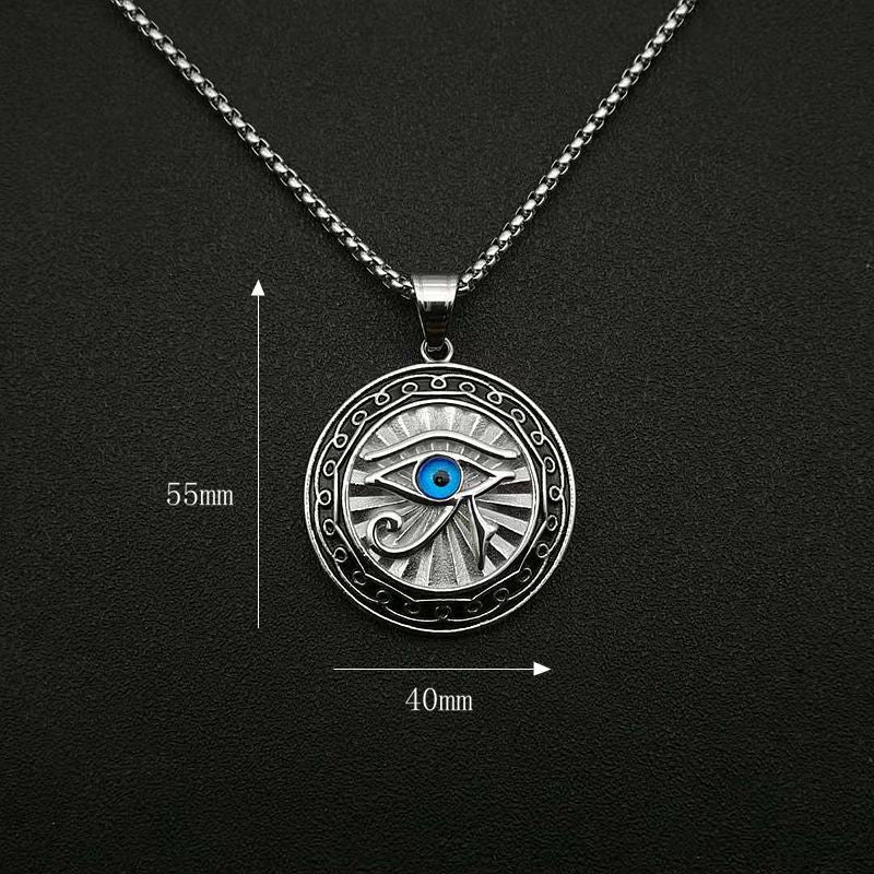 Eye of Horus Gold Blue Eye Medal Pendant - MERGE.DAY.1.FREESTYLE