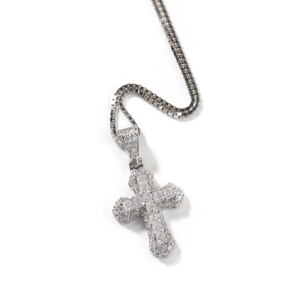 Gold-plated, diamond-encrusted mini cross necklace - MERGE.DAY.1.FREESTYLE