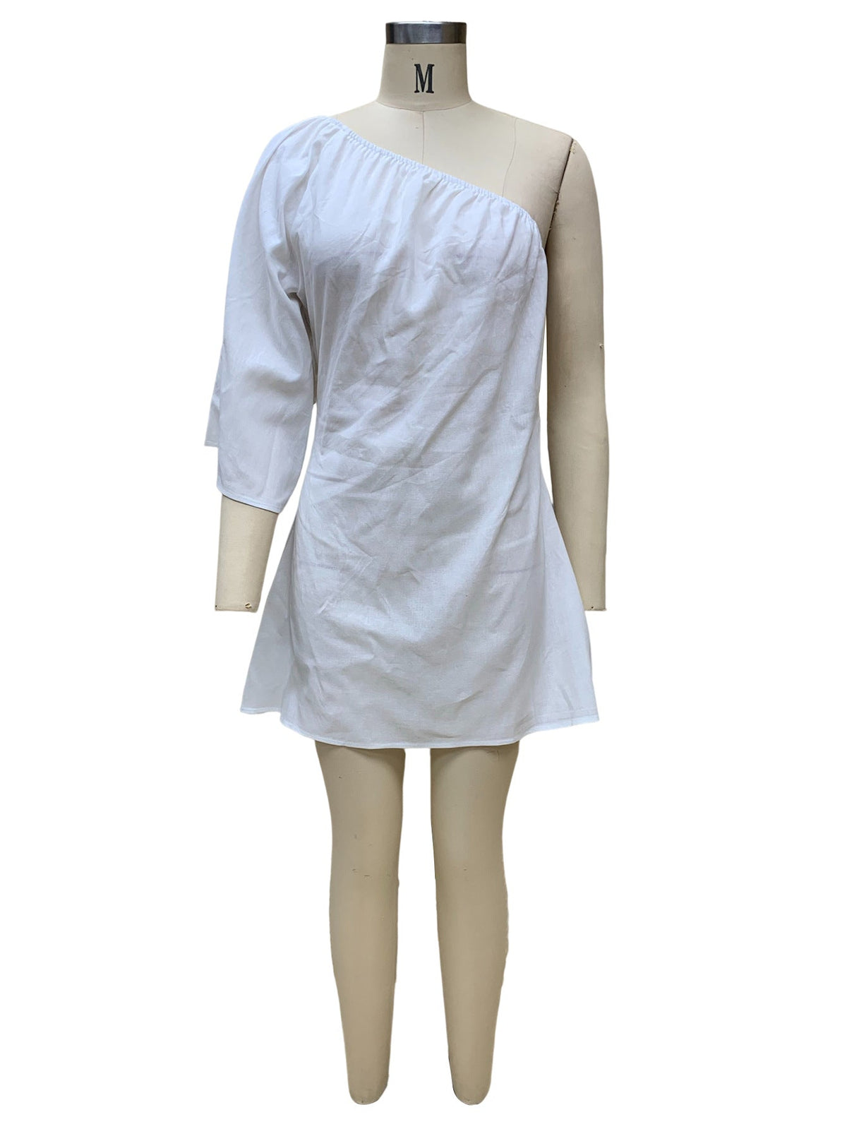 2023 Loose Slim Slanted Shoulder Short Dress - MERGE.DAY.1.FREESTYLE