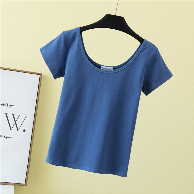 Summer slim fit large U-neck short-sleeved T-shirt - MERGE.DAY.1.FREESTYLE