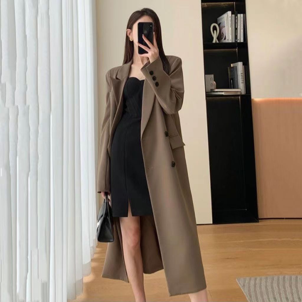 Double-breasted suit collar long coat - MERGE.DAY.1.FREESTYLE