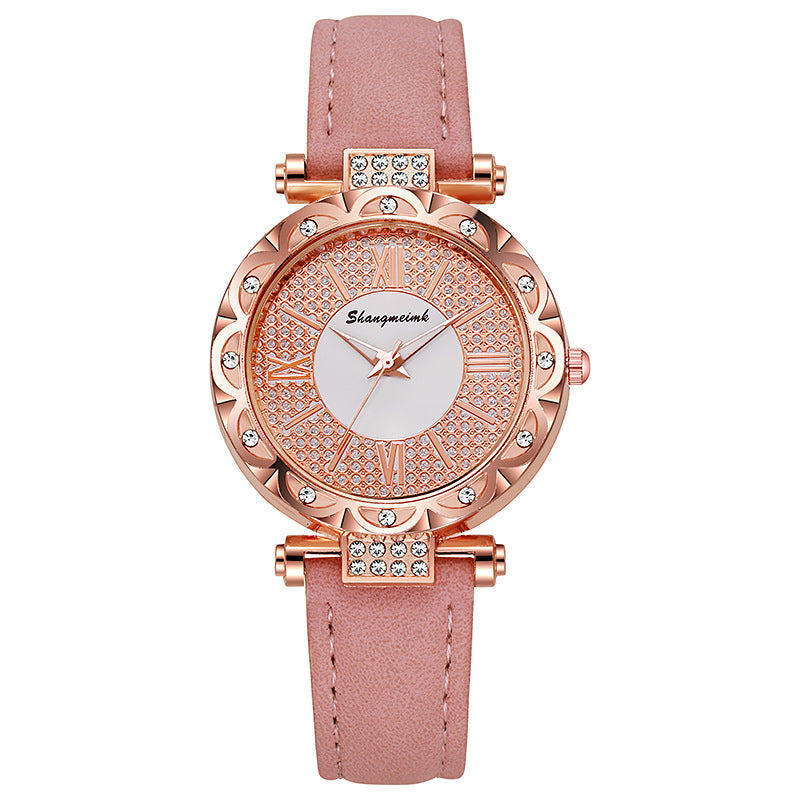 Korean-style quartz watch with a simple leather strap. - MERGE.DAY.1.FREESTYLE