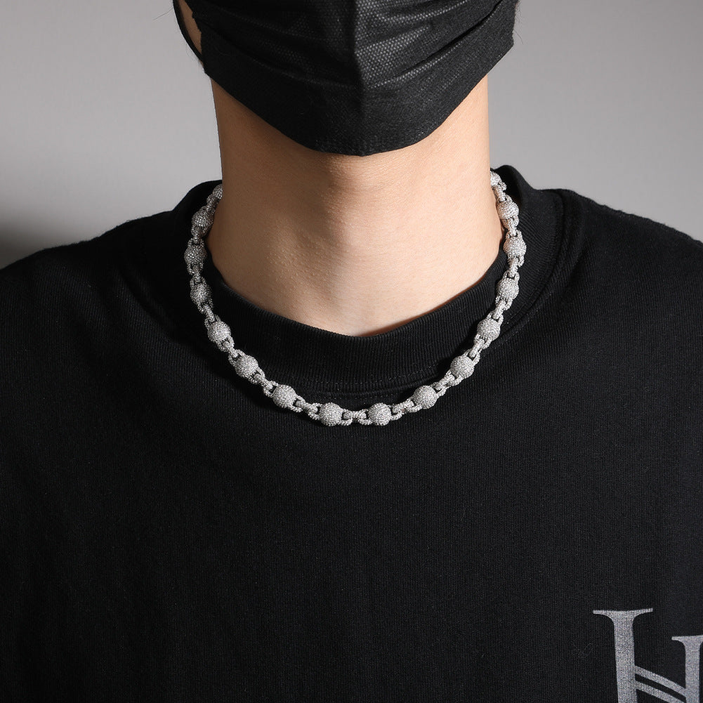 10mm Micropaved 5A Zirconia Ball Chain Necklace - MERGE.DAY.1.FREESTYLE